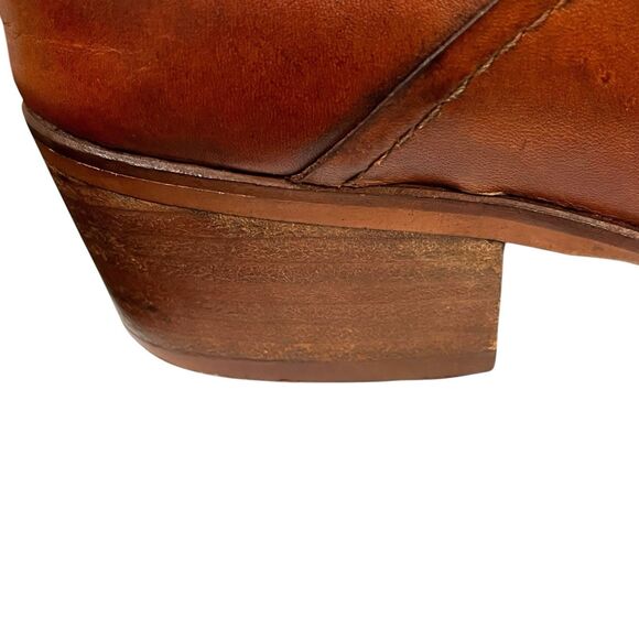 Steve Madden Austin Cognac Brown Leather Cowboy Ankle Booties Women's Size 9.5M - Picture 13 of 14